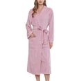thumbnail image 1 of VANLOFE Unisex Warm Pajamas Household Clothes Solid Bathrobe Lengthened Night-robe Woman's Nightgown Casual Robes Pink Robes Sleepwear for Woman L, 1 of 7