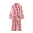 thumbnail image 1 of VANLOFE Unisex Warm Pajamas Household Clothes Solid Bathrobe Lengthened Night-robe Woman's Nightgown Casual Robes Pink Robes Sleepwear for Woman XL, 1 of 9