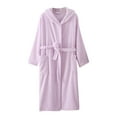 thumbnail image 1 of VANLOFE Unisex Warm Pajamas Household Clothes Solid Bathrobe Lengthened Night-robe Woman's Nightgown Hooded Robes Purple Robes Sleepwear for Woman L, 1 of 3