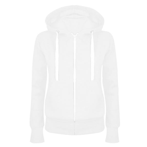 VANLOFE White Hoodies for Women Fashion Women Casual Hooded Slim Zipper Long Sleeve Solid Color Coat XL(S-2XL)