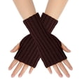 thumbnail image 1 of VANLOFE Winter Coffee Gloves Woolen Cold Proof Gloves Knitted Gloves Wrist Arm Warmer Gloves Fingerless Gloves Convenient for work, 1 of 6