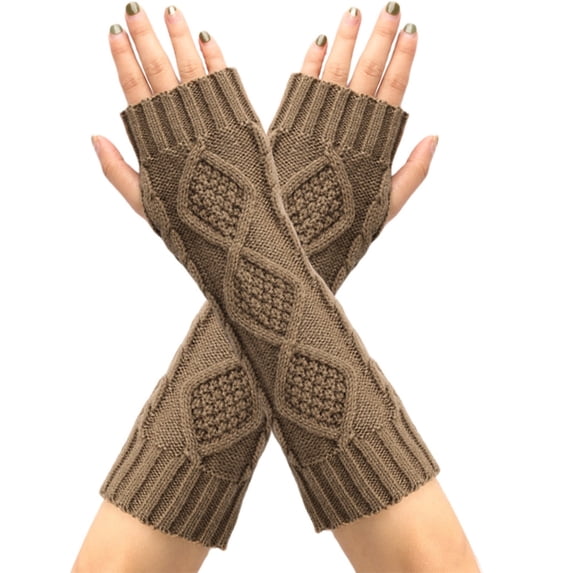 VANLOFE Winter Khaki Gloves Knitted Cold Proof Gloves Gloves Wrist Arm Warmer Gloves Fingerless Gloves Convenient for work