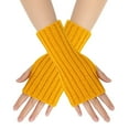 thumbnail image 1 of VANLOFE Winter Yellow Gloves Woolen Cold Proof Gloves Knitted Gloves Wrist Arm Warmer Gloves Fingerless Gloves Convenient for work, 1 of 6
