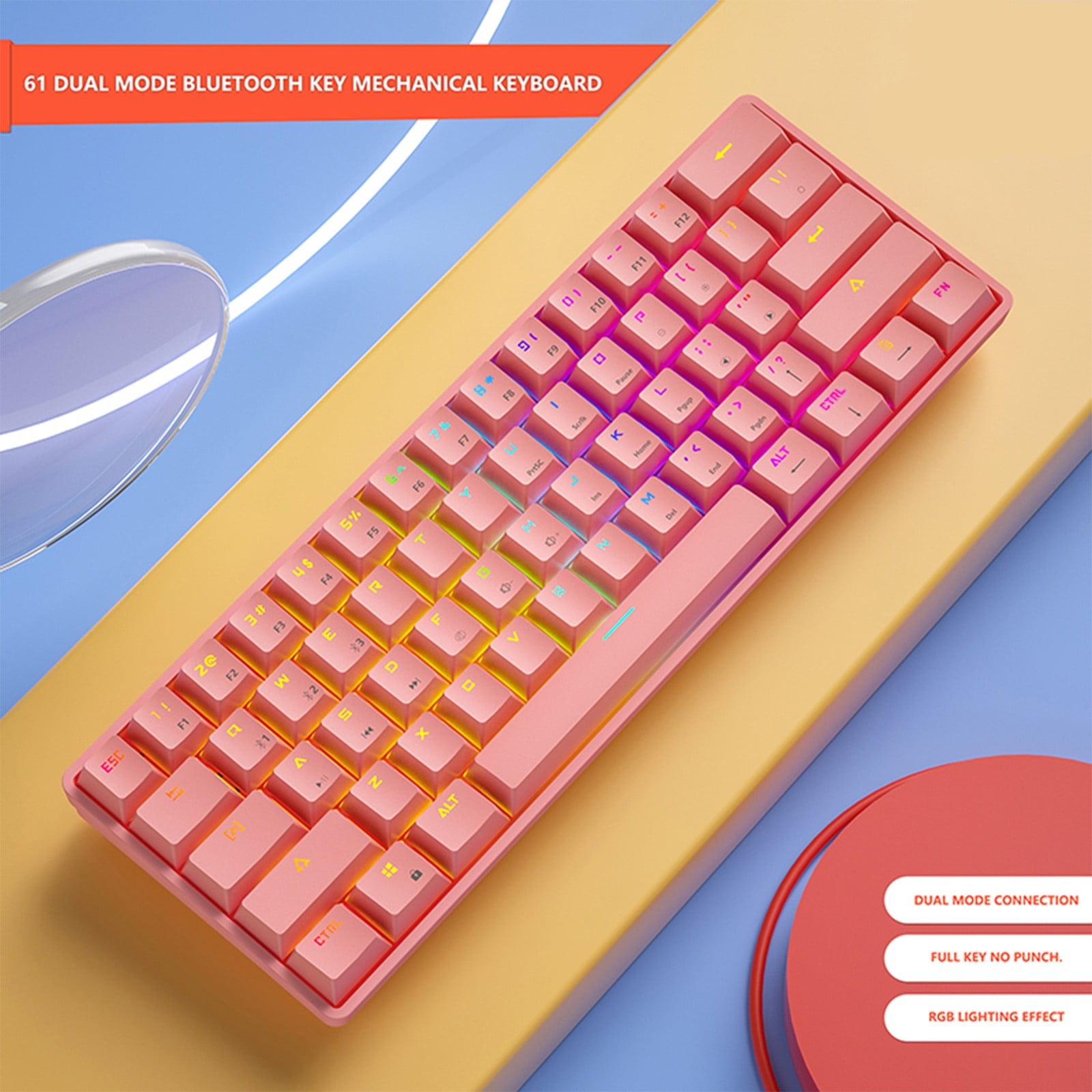 VANLOFE Wired 60% Mechanical Gaming Keyboard RGB Backlit Compact 61 Keys Mini Keyboard with Blue Switches for Windows PC