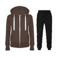 thumbnail image 1 of VANLOFE Women's Brown Hoodies Pants Suit Fashion Women Casual Hooded Suit Slim Zipper Long Sleeve Solid Color Coat S(S-2XL), 1 of 3