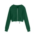 thumbnail image 1 of VANLOFE Women's Crop Hoodie Long Sleeve Crop Sweatshirt for Women Soft Loose Sweatshirt for Teens Girls Green XL, 1 of 5