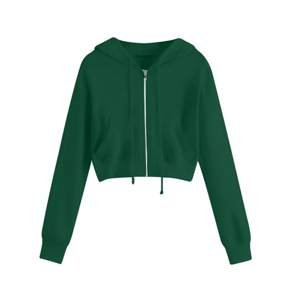 VANLOFE Women's Crop Hoodie Long Sleeve Crop Sweatshirt for Women Soft Loose Sweatshirt for Teens Girls Green XL