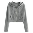thumbnail image 1 of VANLOFE Women's Crop Hoodie Long Sleeve Crop Sweatshirt for Women Trendy Casual Sweatshirt for Teens Gray L, 1 of 5