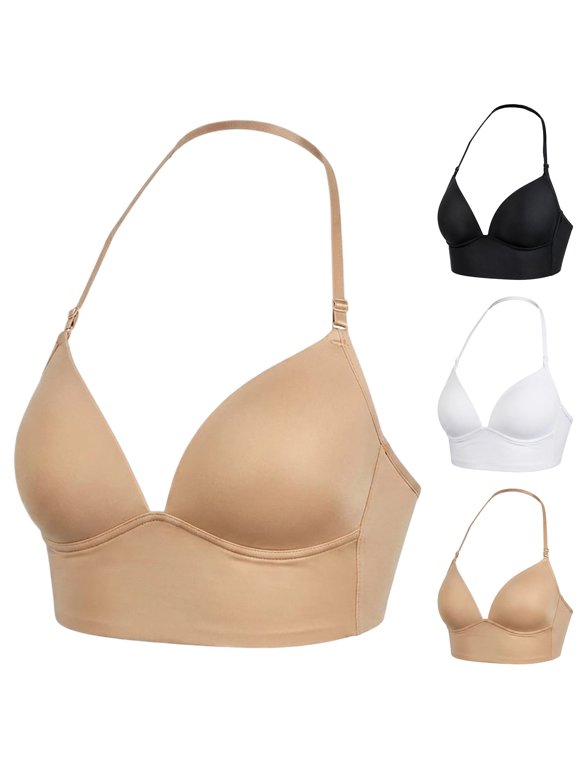 Women's Halter Neck Deep V Triangle Cup Bra Summer Thin Breathable Soft Wireless Adjustable Sling Straps Lightweight Comfort Everyday Underwear Casual Daily Wear For's