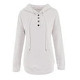 thumbnail image 1 of VANLOFE Women's Hoodie Sweatshirt Long Sleeve 1/4 Button Closure Drawstring Pullover Hooded Tops, 1 of 7