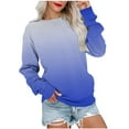 thumbnail image 1 of VANLOFE Women's Long Sleeve Sweatshirt Women's Gradient Crewneck Sweatshirt Casual Warm Sweatshirt for Women Dark Blue Sweatshirt L, 1 of 4