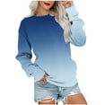 thumbnail image 1 of VANLOFE Women's Long Sleeve Sweatshirt Women's Gradient Crewneck Sweatshirt Soft Fashion Sweatshirt for Women Blue Sweatshirt L, 1 of 3