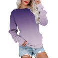 thumbnail image 1 of VANLOFE Women's Long Sleeve Sweatshirt Women's Gradient Crewneck Sweatshirt Soft Warm Sweatshirt for Women Purple Sweatshirt L, 1 of 5