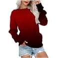 thumbnail image 1 of VANLOFE Women's Long Sleeve Sweatshirt Women's Tie-Dye Crewneck Sweatshirt Trendy Warm Sweatshirt for Women Wine Sweatshirt 2XL, 1 of 5