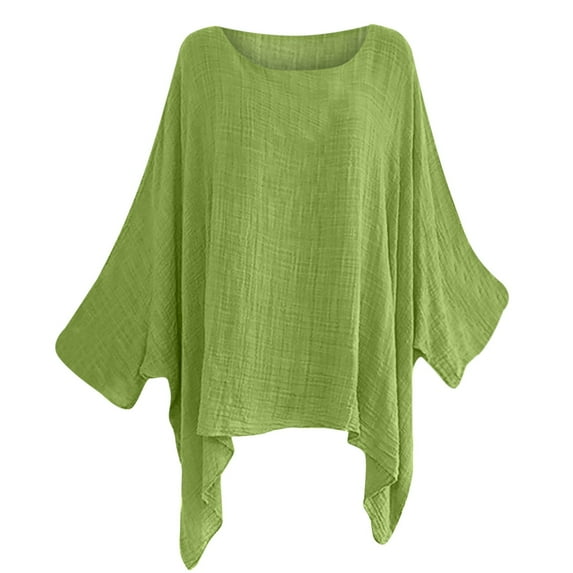 VANLOFE Women's Shirts Long Sleeve Shirts For Women Fashion Woman O-Neck Short Sleeve T-Shirt Summer Solid Loose Blouse TopsBlouses For Women Fashion Green