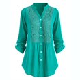 thumbnail image 1 of VANLOFE Women's Shirts Long Sleeve Shirts For Women Women Ladies Large Size Button Solid Lace V-Neck Long Sleeve Shirt BlouseBlouses For Women Fashion Mint Green, 1 of 4