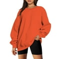 thumbnail image 1 of VANLOFE Women's Solid Color Long Sleeve Sweatshirt Crewneck Sweatshirt for Women Women's Fashion Trendy Orange Sweatshirt L, 1 of 6