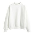 thumbnail image 1 of VANLOFE Women's Solid Color Long Sleeve Sweatshirt Crewneck Sweatshirt for Women Women's Fashion Warm White Sweatshirt 2XL, 1 of 3