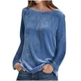 thumbnail image 1 of VANLOFE Women's Solid Color Long Sleeve Sweatshirt Crewneck Sweatshirt for Women Women's Soft Trendy Blue Sweatshirt 2XL, 1 of 8