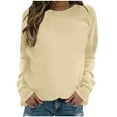 thumbnail image 1 of VANLOFE Women's Solid Color Long Sleeve Sweatshirt Crewneck Sweatshirt for Women Women's Soft Warm Beige Sweatshirt L, 1 of 4