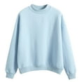 thumbnail image 1 of VANLOFE Women's Solid Color Long Sleeve Sweatshirt Crewneck Sweatshirt for Women Women's Soft Warm Blue Sweatshirt L, 1 of 3