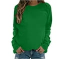 thumbnail image 1 of VANLOFE Women's Solid Color Long Sleeve Sweatshirt Crewneck Sweatshirt for Women Women's Soft Warm Green Sweatshirt L, 1 of 4