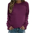 thumbnail image 1 of VANLOFE Women's Solid Color Long Sleeve Sweatshirt Crewneck Sweatshirt for Women Women's Soft Warm Hot Pink Sweatshirt L, 1 of 4
