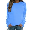 thumbnail image 1 of VANLOFE Women's Solid Color Long Sleeve Sweatshirt Crewneck Sweatshirt for Women Women's Soft Warm Sky Blue Sweatshirt 2XL, 1 of 4