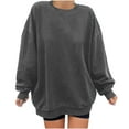 thumbnail image 1 of VANLOFE Women's Solid Color Long Sleeve Sweatshirt Crewneck Sweatshirt for Women Women's Washed Trendy Dark Gray Sweatshirt XL, 1 of 4