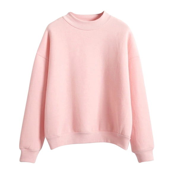 VANLOFE Women's Solid Color Long Sleeve Sweatshirt Crewneck Sweatshirt for Women Women's Washed Trendy Pink Sweatshirt XL