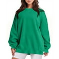 thumbnail image 1 of VANLOFE Women's Solid Color Long Sleeve Sweatshirt O-Neck Sweatshirt for Women Women's Fashion Trendy Green Sweatshirt M, 1 of 3