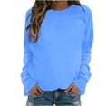thumbnail image 1 of VANLOFE Women's Solid Color Long Sleeve Sweatshirt Round-Neck Sweatshirt for Women Women's Fashion Warm Sky Blue Sweatshirt S, 1 of 4