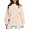 thumbnail image 1 of VANLOFE Women's Solid Color Long Sleeve Sweatshirt Round-Neck Sweatshirt for Women Women's Washed Warm Khaki Sweatshirt S, 1 of 3