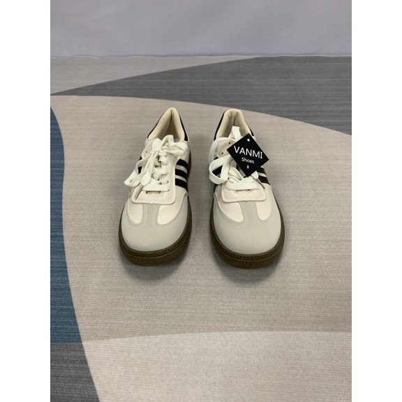 VANMI Shoes Men's casual sports shoes - White and brown contrasting color upper, comfortable sole
