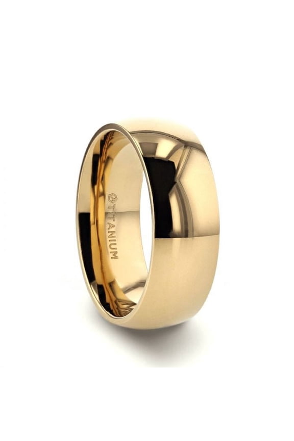 VANNA Traditional Domed Gold Plated Titanium Wedding Ring - 8mm