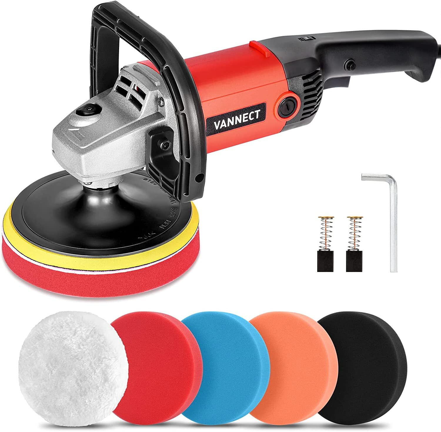 VANNECT Buffer Polisher, 1200W 7-inch Polisher with 6 Variable Speed, 5  Foam Pads, Detachable Handle and Safety Lock Car Buffer Polisher Ideal for  Car Sanding, Polishing, Waxing (Upgraded) 