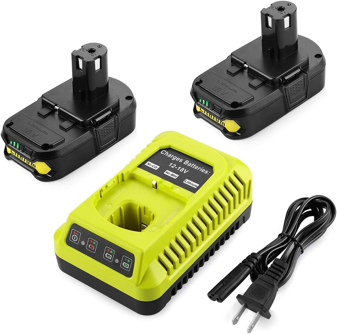 VANON 2Pack 18V 3.6Ah P102 Battery and one P117B charger for Ryobi Battery 18v Lithium P102 P103 P104 P105 P107 P109 2Pack + P117B Ryobi 18V Battery Charger
