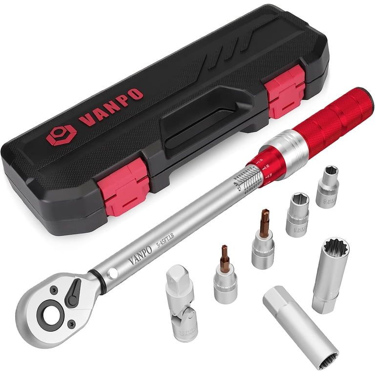 YLP Tools 3/8" Drive Click Torque Wrench - 5-45 Ft-lb Range With 90-Tooth Ratchet & Storage Case