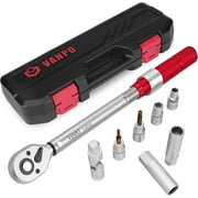 VANPO 3/8 Inch Set Click Torque Wrench, 5-45 ft.lbs, 250 mm Extension Rod, Bits, Snap Socket Ratchet Wrenches