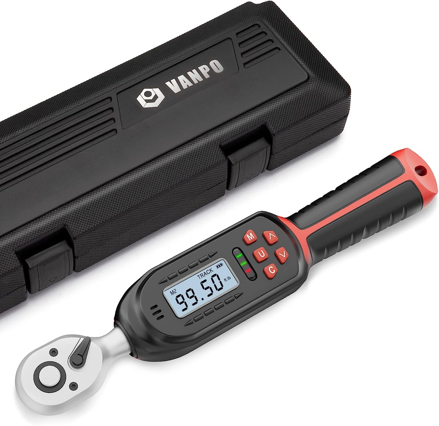 VANPO Digital Torque Wrench 3/8 inch Drive 5-99.5 ft-lbs./6.8-135Nm, ±2%  Accuracy, Electronic Torque Wrenches 