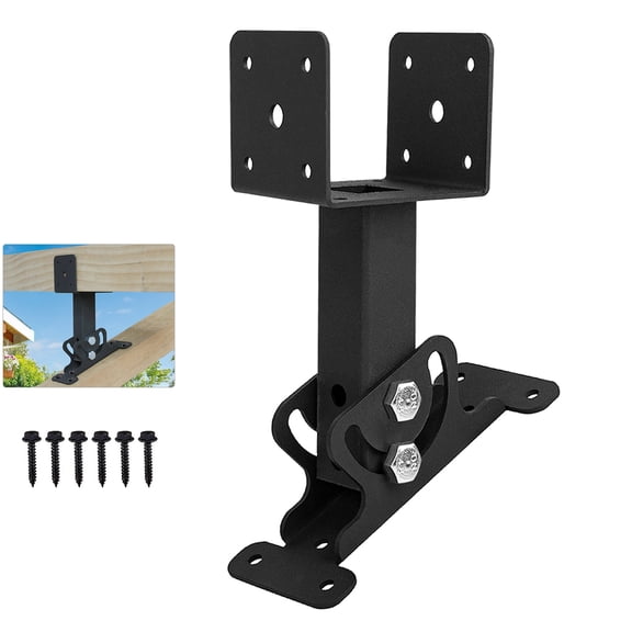 VANROUG 1Pcs Roof Riser Brackets Kit, Adjustable Angle Pergola Brackets, Pergola Support Brackets, Heavy Duty Roof Mount Brackets 3-1/2" Saddle Black