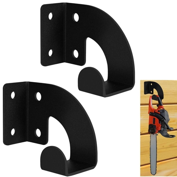 VANROUG 2PCS Chainsaw Hanger, Heavy Duty Chainsaw Wall Mount Holder, Organizer Mounted Chainsaw Rack, Chain Saw Hanger for Garden, Garage, Workshop, Black Metal