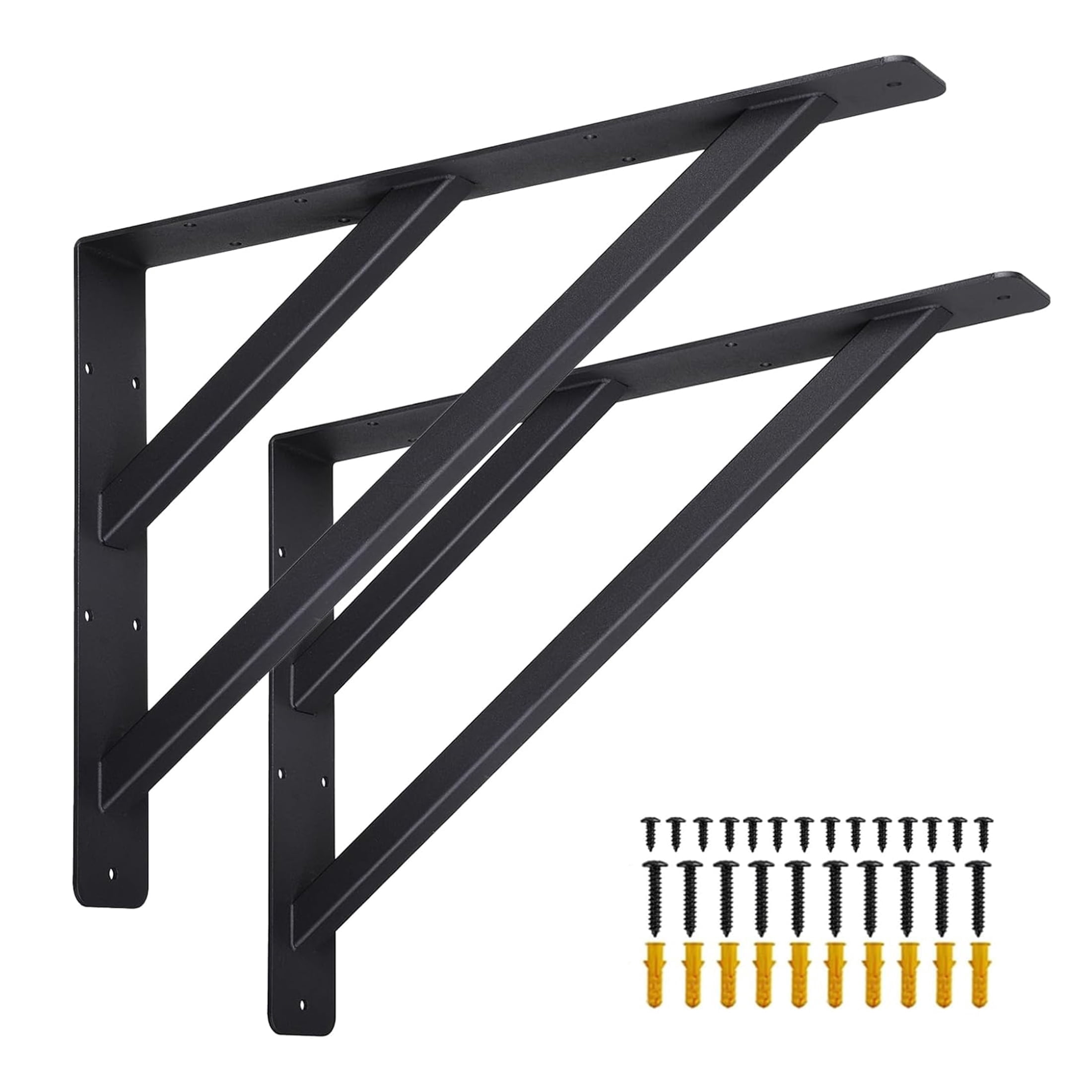 VANROUG 2Pcs Heavy Duty Shelf Bracket Countertop Support Brackets 16"x12" Wall Mounted Floating Shelf Bracket,Solid Fireplace Metal Brackets for Shelves for Tops Cabinetry Table Work Bench