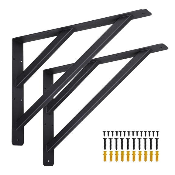 VANROUG 2Pcs Heavy Duty Shelf Bracket Countertop Support Brackets 16"x12" Wall Mounted Floating Shelf Bracket,Solid Fireplace Metal Brackets for Shelves for Tops Cabinetry Table Work Bench