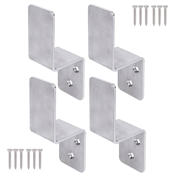 VANROUG 2x4 Door Barricade Brackets 4PCS Heavy Duty Stainless Steel Drop Open Bar Security Door Lock Bracket Door Barricade Open Bar Holder Fits 2 by 4 Lumber, Security Z Bracket for Barn, Gate, Shed