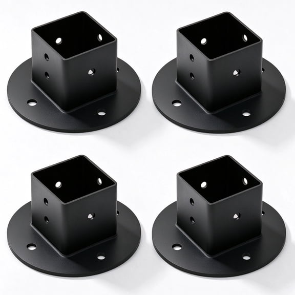 VANROUG 4PCS Square Post Anchor Base, 1-1/2"Floor Flange Fence Bracket, Heavy Duty for 1.5"x1.5" Square Metal Tubing
