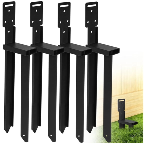 VANROUG 4PCS Ground Spike Anchor, Fence Post Repair Kit, Mobile Home Anchors, Trampoline Anchor Kit Heavy Duty for Swing Set, Fence, Tent, Carport