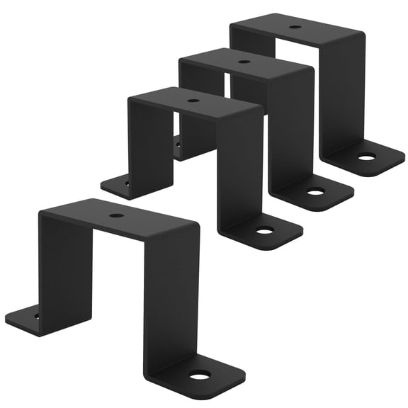 VANROUG 4Pcs 2x2" Square Tube Strap Clamp, Black Deck Fence Post Tie Bracket, U-Shaped Pipe Clamp Bracket, Powder Coated Black