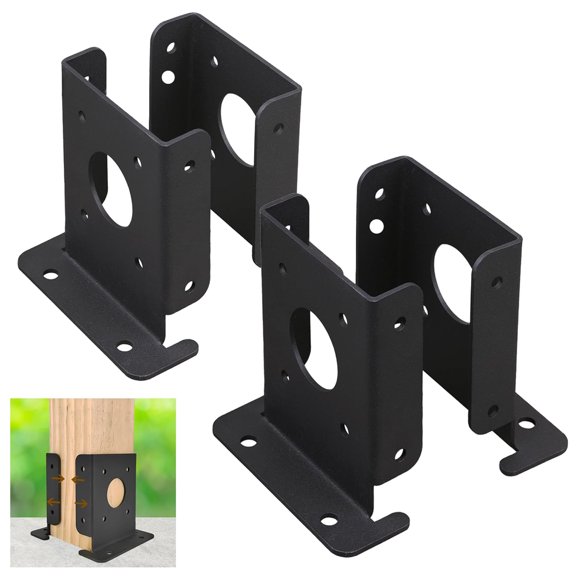 VANROUG 4Pcs Adjustable 4x4 Wood Fence Pergola Post Base Brackets kit Heavy Duty Post Anchor Base Brackets for Deck Railing Mailbox