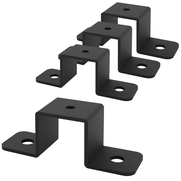 VANROUG 4Pcs Square Tube Strap Clamp, 1" x 1" Strap Post Ties, Black Deck Fence Post Tie Bracket, Square Tube Buckle, U-Shaped Pipe Clamp Bracket